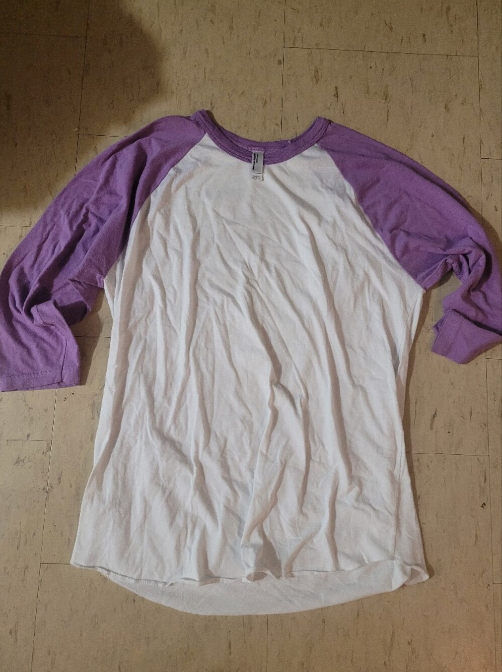 American Apparel Purple and White Raglan Long Sleeve Tee